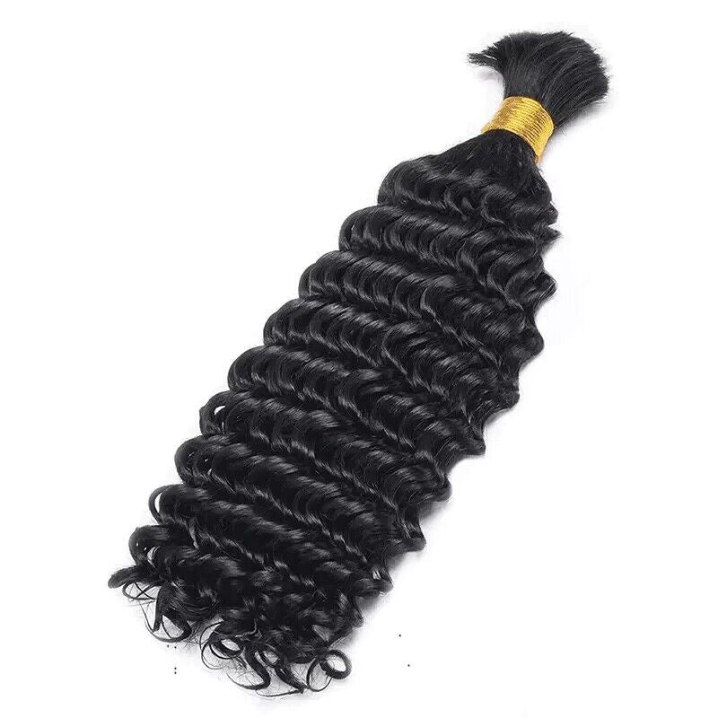 Bulk Human Hair For Braiding Deep Wave No Weft 100% Unprocessed
