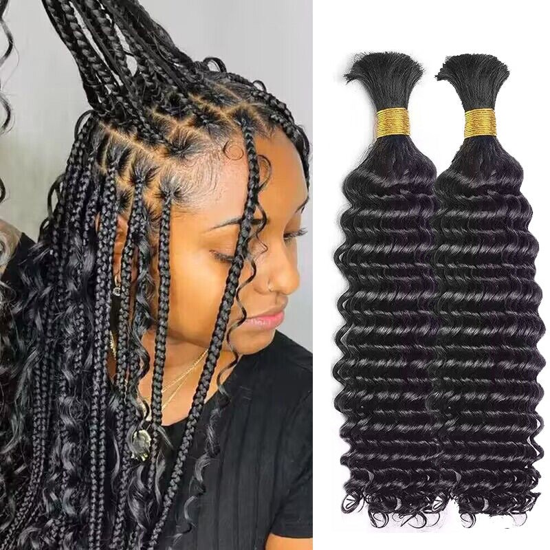 Bulk Human Hair For Braiding Deep Wave No Weft 100% Unprocessed