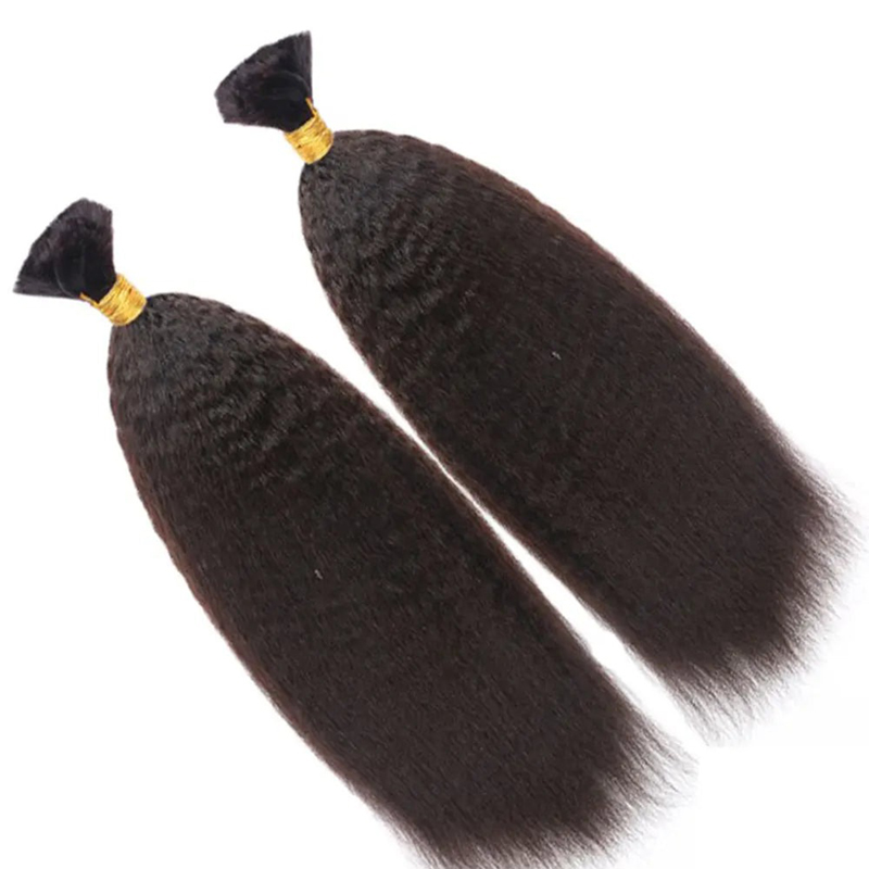 Bulk Human Hair For Braiding Kinky Straight 100% Human Hair