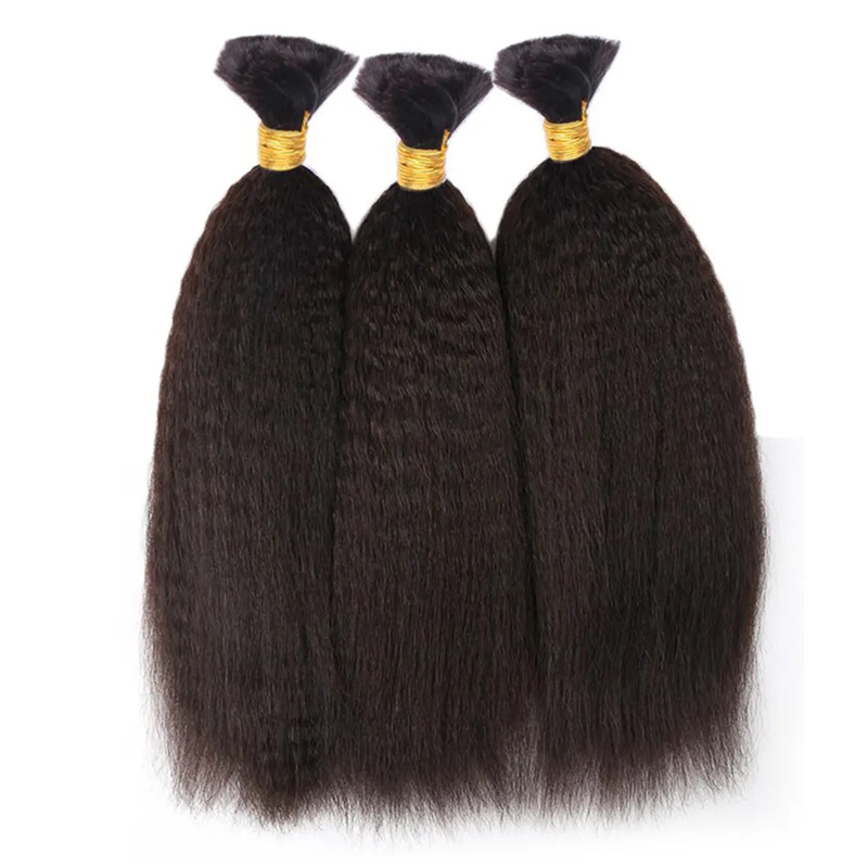 Bulk Human Hair For Braiding Kinky Straight 100% Human Hair