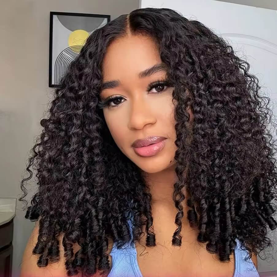 Burmese Curly Half Wig Glueless Flexi-Fit Drawstring Wig Beginner Friendly