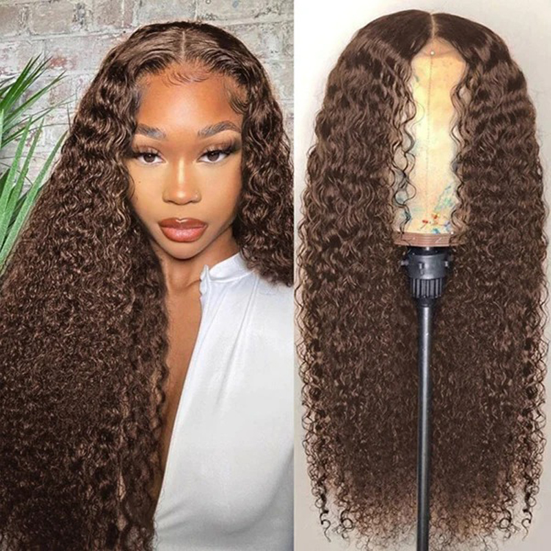 Chocolate Brown Long Curly Glueless 5x5 Undetectable Lace Closure Wig