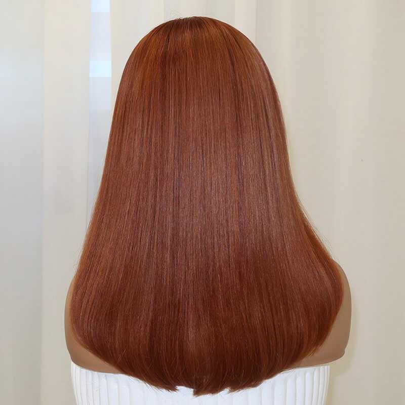 Copper Ginger Straight Bob Wig 13X4 Full Lace Front Glueless Human Hair Wig