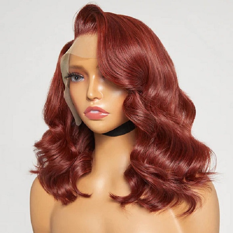 Luve Copper Red Body Wave HD Lace Front Wig Glueless Short Bob Wig 
