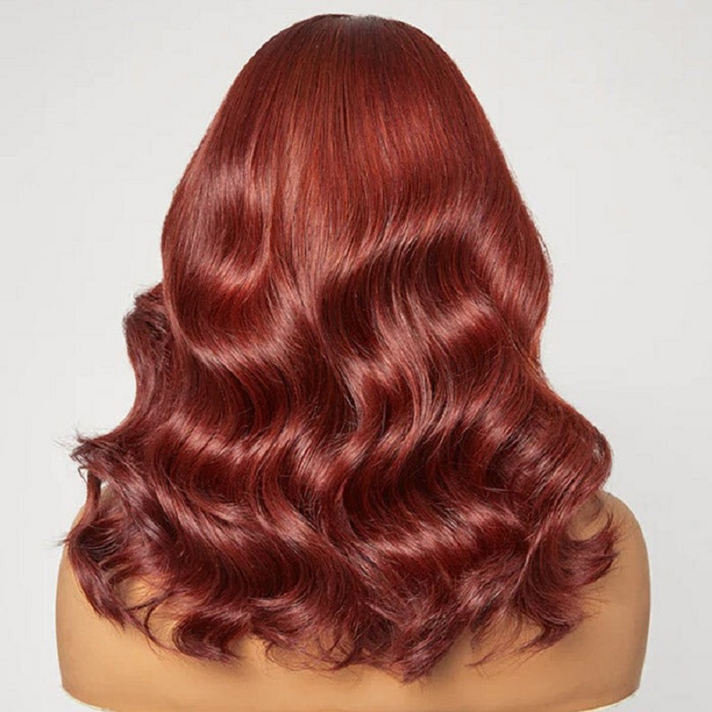 Luve Copper Red Body Wave HD Lace Front Wig Glueless Short Bob Wig 
