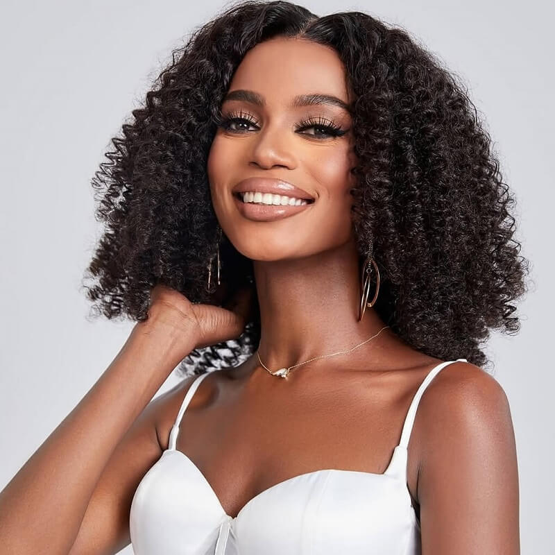 Curly With Pre-Style Finger Coils Glueless Wig 5x5 Lace Closure Wig