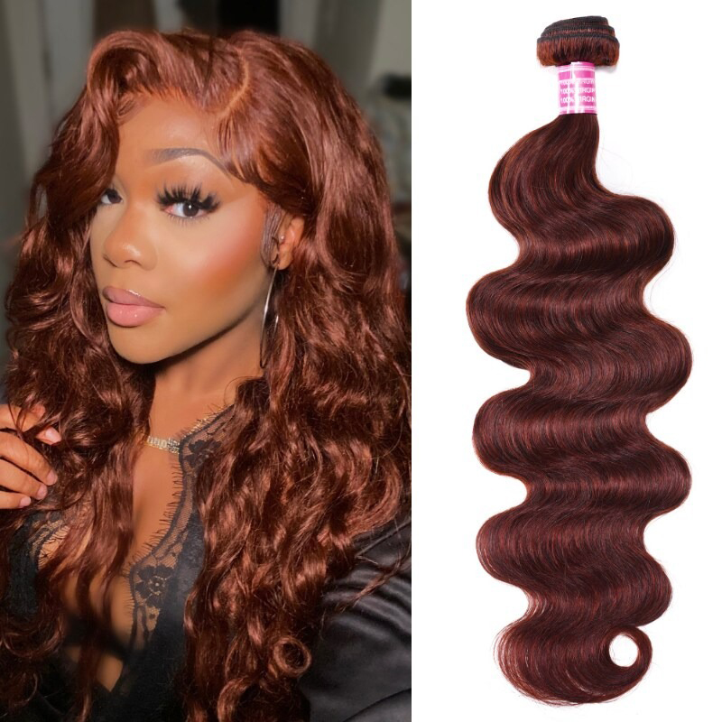 Dark Aubrn Red Brown Hair Weave 1 Bundle Human Hair Weft Extensions