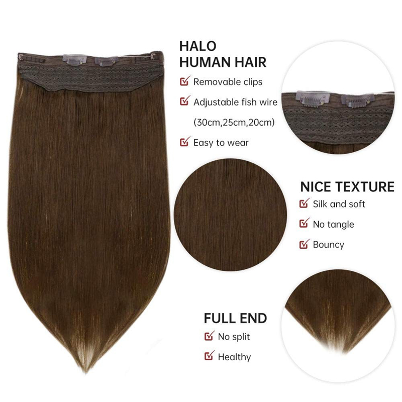 Dark Brown #4 Human Hair Halo Extension 100g Invisible Halo Hair Extensions