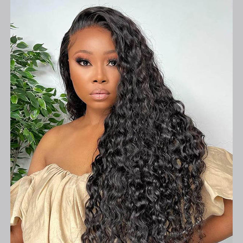 Glueless Full HD Lace Wig Virgin Human Hair Deep Curly Bleached Knots