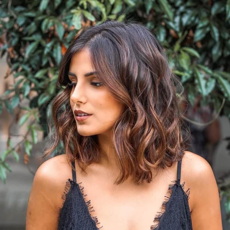 Glueless Highlights Ombre Brown Wavy Bob Wig 5x5 Closure Lace Wig Human Hair