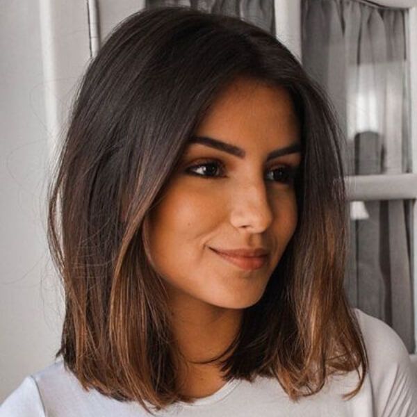 Glueless Shoulder Length Ombre Chocolate Brown 13x4 Frontal Lace Bob Wig