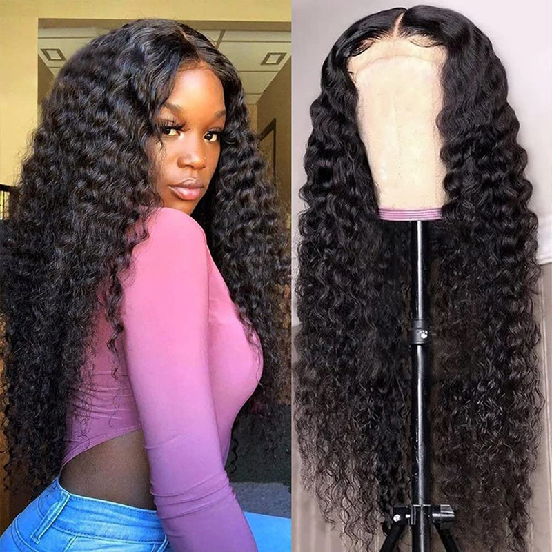 Glueless Water Wave HD Lace Front Wigs 180% Density Deep Curly Closure Wigs