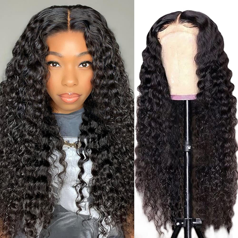Glueless Water Wave HD Lace Front Wigs 180% Density Deep Curly Closure Wigs