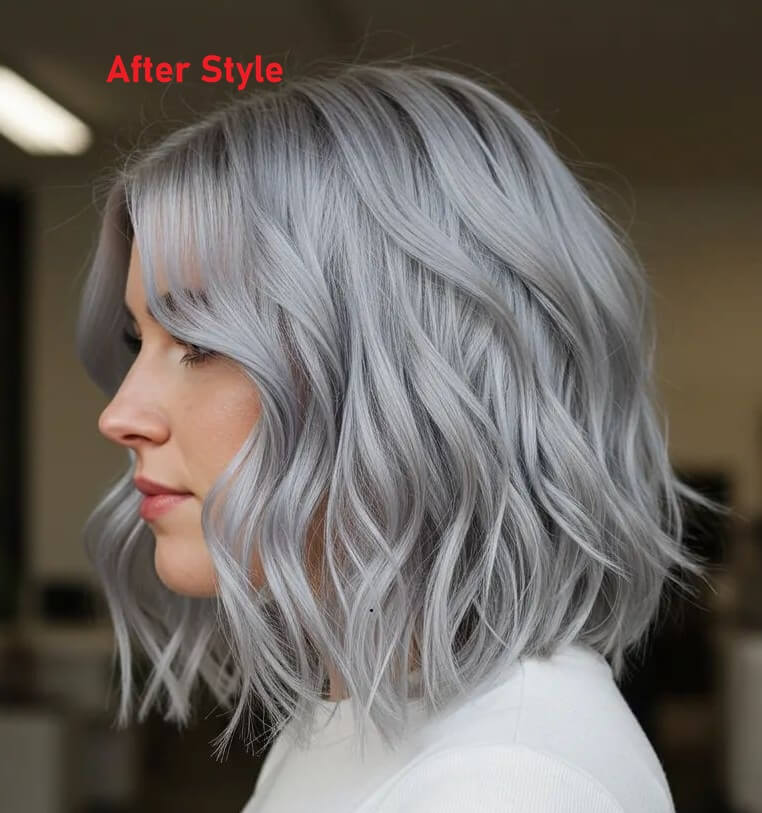 Grey Straight Bob Wig 5X5 HD Lace Closure Glueless Human Hair Wig