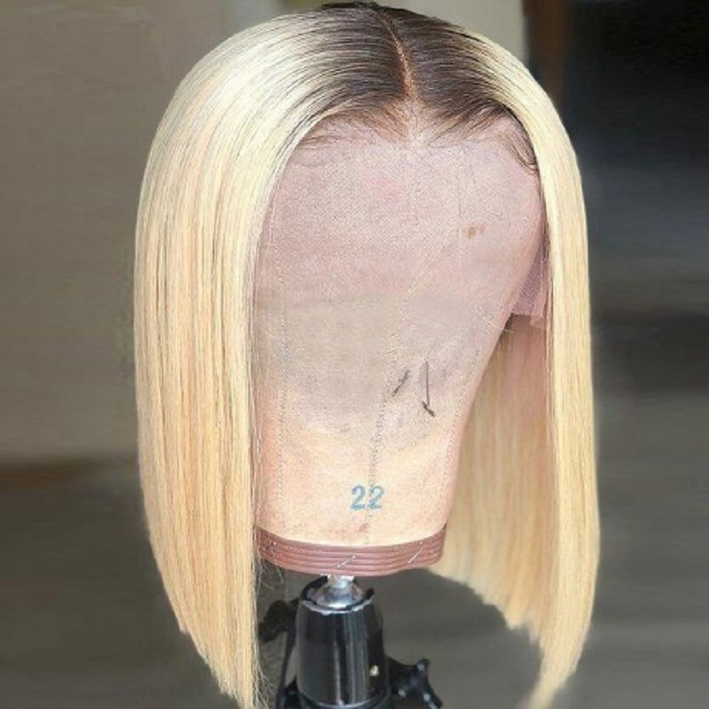 Luve Ombre 613 Blonde Dark Roots 13x6 Lace Front Bob Wig Human Hair