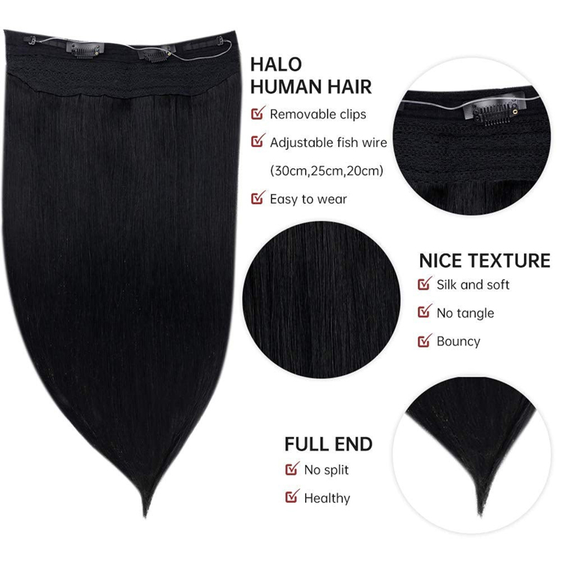 Halo Human Hair Extension 100g Jet Black #1 Invisible Halo Hair Extensions