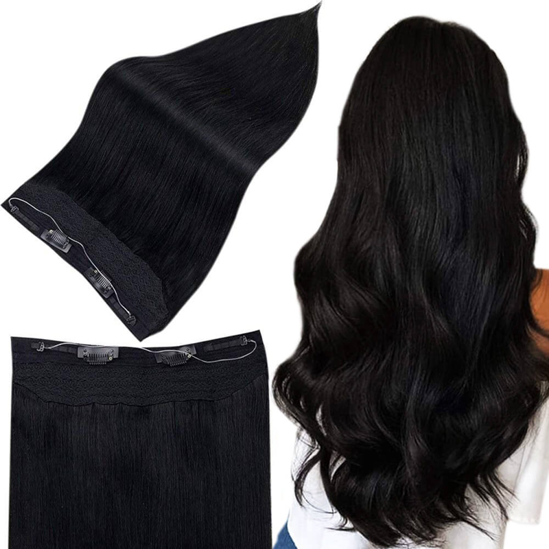 Halo Human Hair Extension 100g Jet Black #1 Invisible Halo Hair Extensions