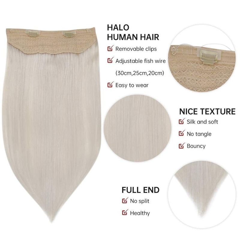 Halo Human Hair Extensions Ice Blonde #1000 Invisible Halo Hair Extension