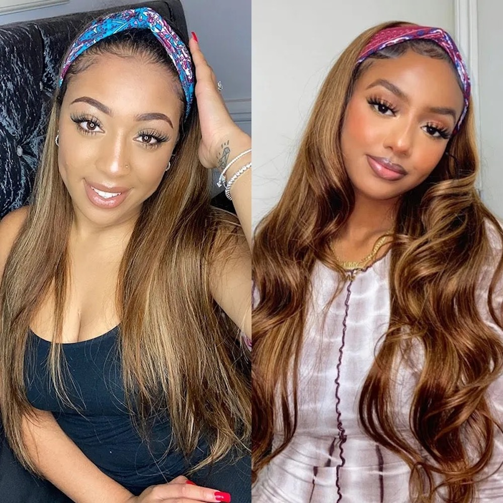 Headband Wigs Ombre Blonde Straight Human Hair Wigs Quick And Easy Wear