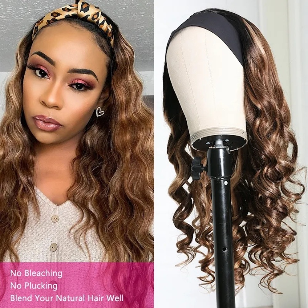 Headband Wigs Ombre Blonde Straight|Wave Human Hair Wigs Wear To Go