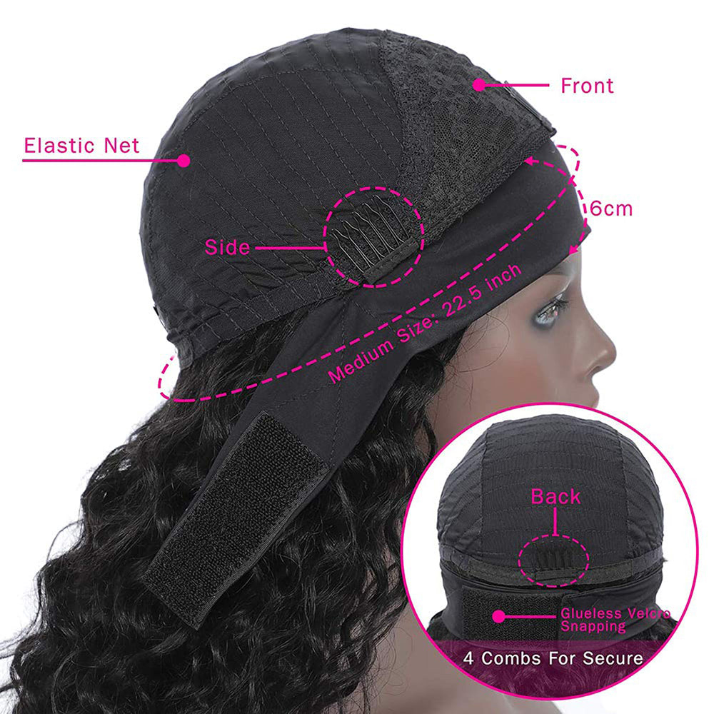 Headband Wig Deep Wave Human Hair Wigs 150% Density Glueless None Lace Wigs