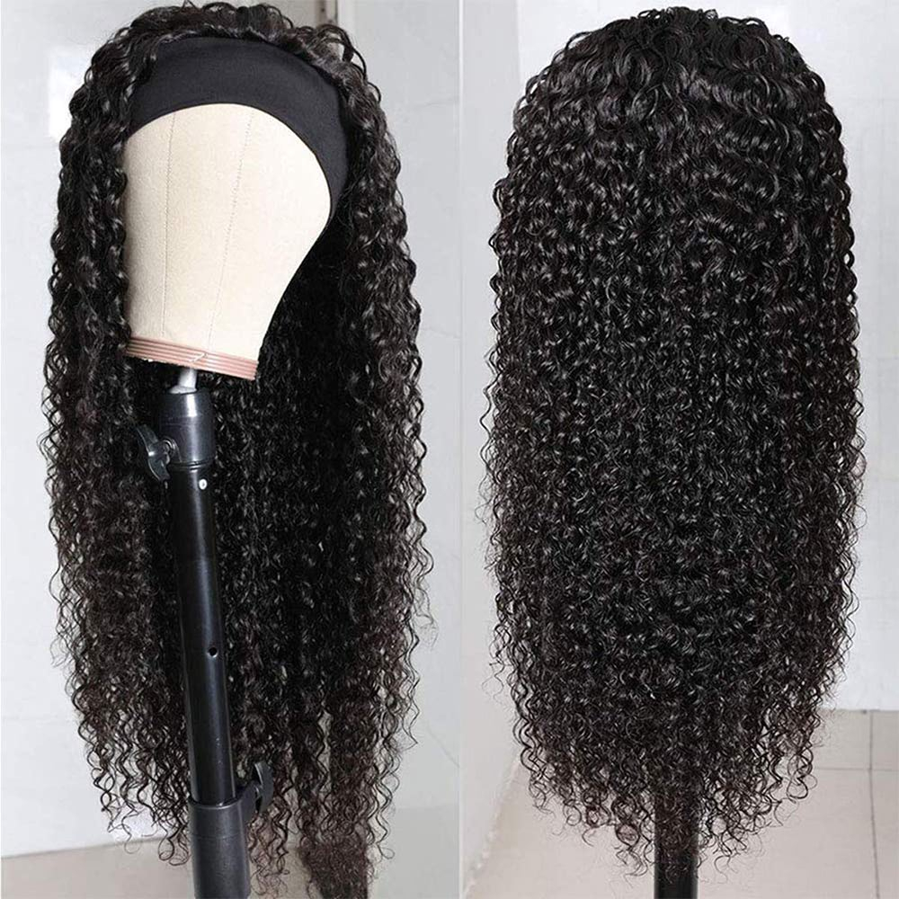 Headband Wig Deep Wave Human Hair Wigs 150% Density Glueless None Lace Wigs