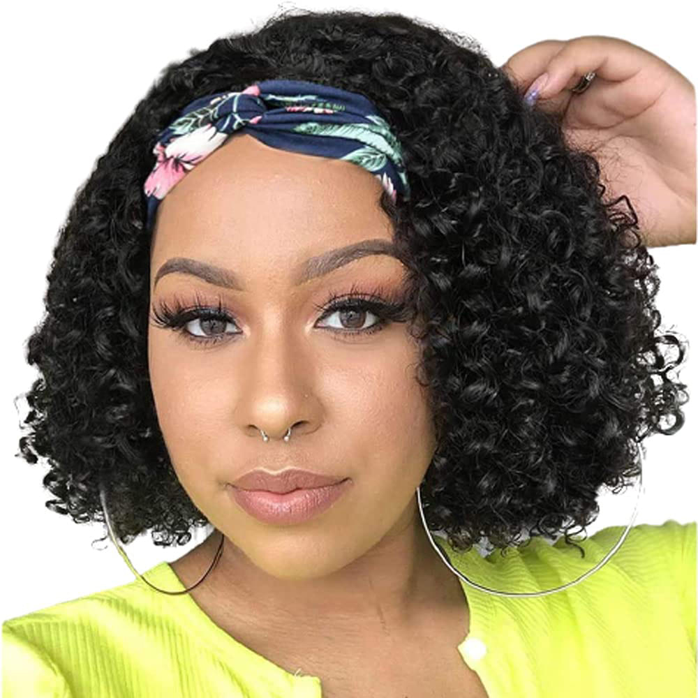 Headband Wig Deep Wave Human Hair Wigs 150% Density Glueless None Lace Wigs