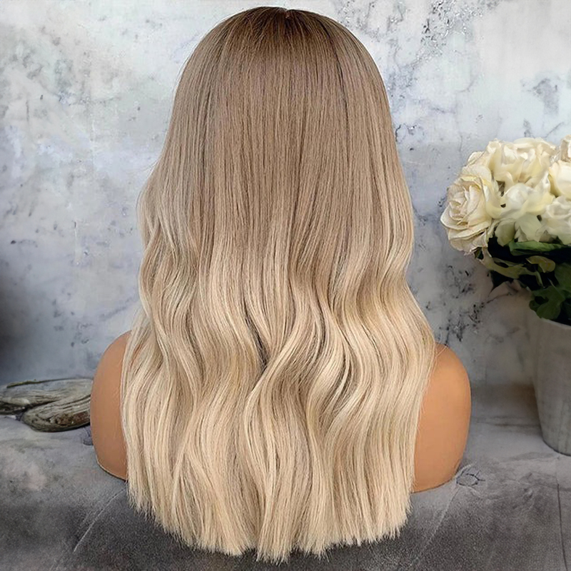Highlight Ash Blonde Bob Wavy 13x4 Lace Wig Glueless Front Lace Human Hair Wig