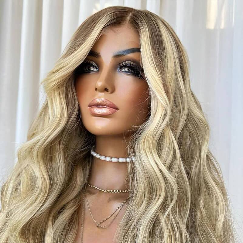 Highlight Blonde 613 Wave Hair 13x4 Parting Max Lace Front Human Hair Wig