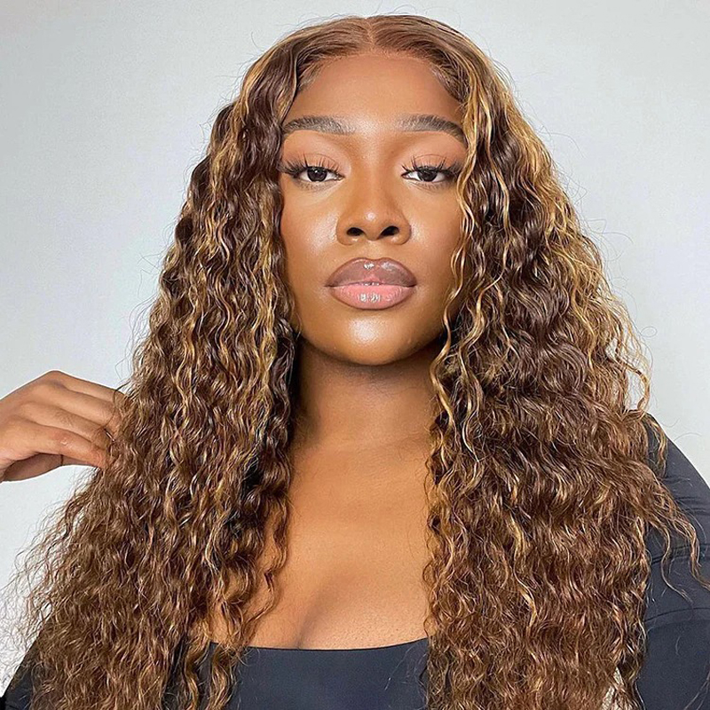 #4/27 Highlight Ombre Body Wave | Water Wave 360 HD Lace Front Wig Pre Plucked