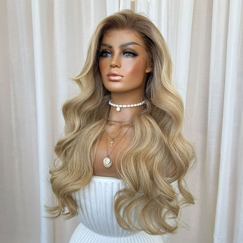 LUVE Honey Blonde Wave Glueless Wig 13x4 Parting Max Lace Front Wig