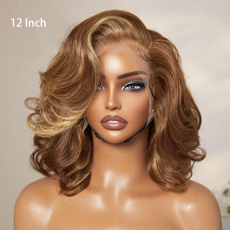 Honey Blonde Highlight | Natural Black Loose Wave Glueless Lace Front Wig 