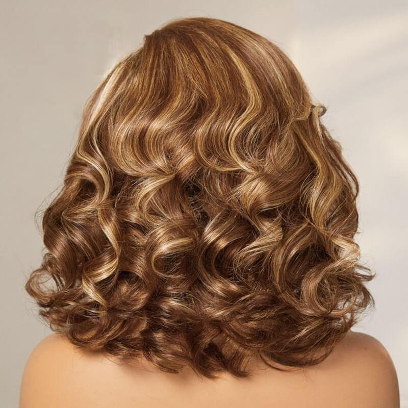 Honey Blonde Highlight | Natural Black Loose Wave Glueless Lace Front Wig 