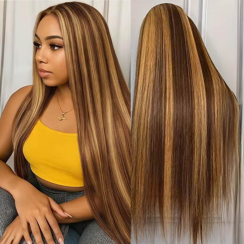 Honey Blonde Highlights Body Wave 5x5 Closure Wig Realistic Hairline