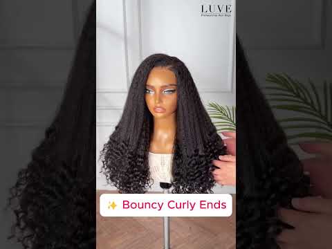 Natural Black Kinky Straight Curly Ends PartingMax 6x6 HD Lace Closure Glueless Wig