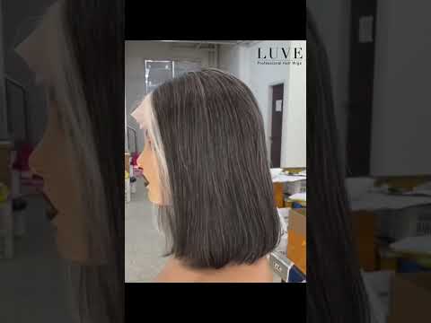 Luve Salt & Pepper 5X5 Lace Closure Bob Wigs Glueless Human Hair Wigs