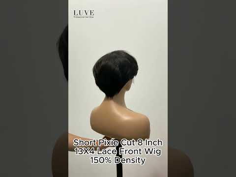 Luve Mature Boss Natural Black Short Pixie Cut Glueless 13X4 Lace Frontal Wig 100% Human Hair