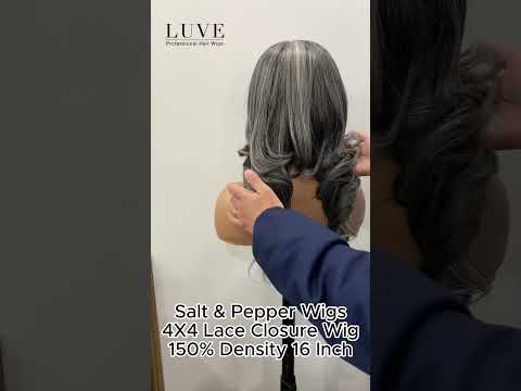 Luve Salt & Pepper Wigs Silver Elegance Grey Wave Glueless Lace Front Wig