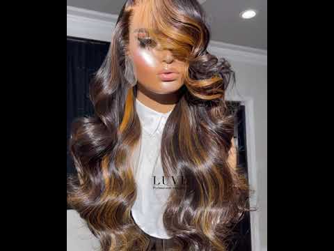 Luve Highlight Brown Body Wave 13X6 HD Lace Front Wig Balayage Wig