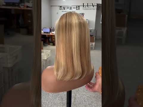Luve Glueless Wig Honey Blonde Highlight Silky Stright Hair 13X4 Lace Front Bob Wig