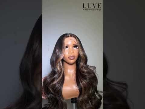 Luve Natural Black Mix Gighlight Body Wave Guleless 5X5 Lace Closure Wig