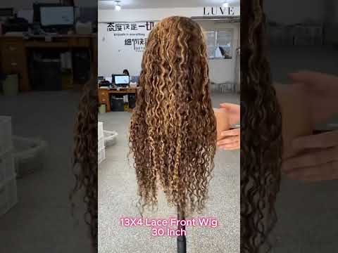 Luve Glueless Honey Blonde Highlight Curly Wigs  13X4 Lace Front Wig 