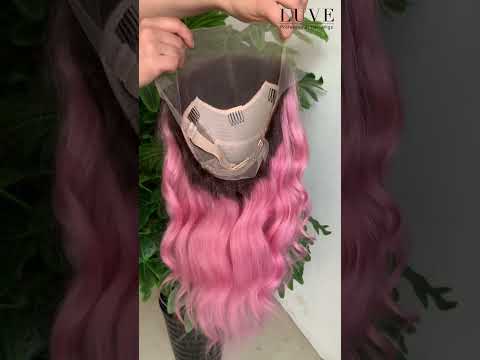 Luve Rose Pink With Dark Roots Wave Bob 100% Human Hair 13x4 Lace Front Wig 