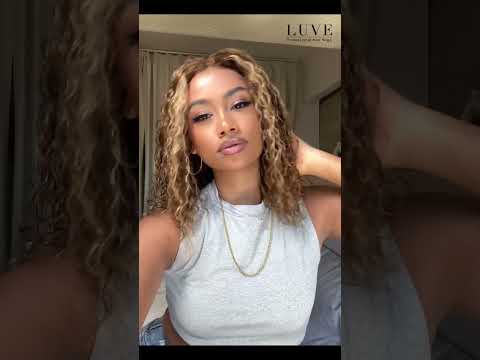 Luve Honey Blonde Highlights Short Curly Bob Wig 5X5 HD Lace Wig Water Wave  Human Hair Wigs