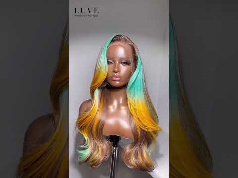 Limited Design Chocolate Brown With Highlight Yellow & Green 13x4 Lace Front Wig Multi Color Wigs