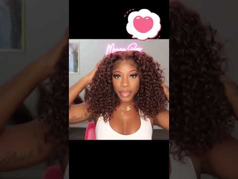 Reddish Brown 5X5 Lace Closure Curly Bob Wig Glueless  Human Hair Wigs