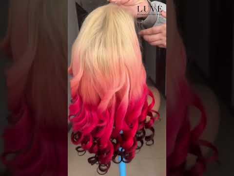 Limited Design Blonde Ombre Red Colorful Human Hair Wigs 13X4 Lace Front Wave Wigs