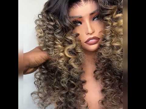 Blonde Highlights Barrel Curl Glueless 6X6 Lace Closure Wig Human Hair Wigs
