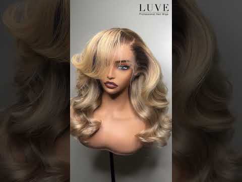 Ash Blonde Dark Roots Wave Wig Glueless 13X4 Lace Front Human Hair Wig 