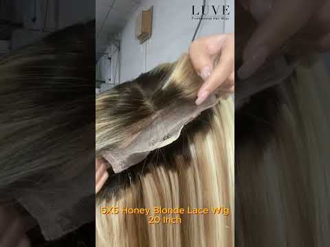 Ombre Blonde 5X5 Closure Wig Human Hair Pre Plucked Honey Blonde Lace Wigs